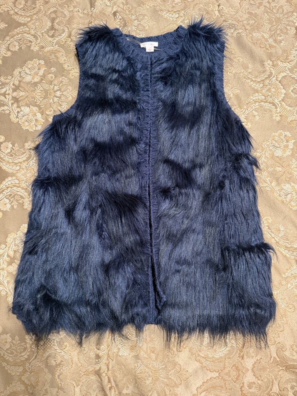 Xhilaration Dark Blue Faux Fur Vest